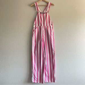 Pink and White pinstripe Game Bibs Overalls